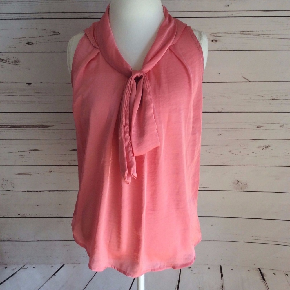 Womens Adiva Sleeveless Pink Tank Top Tie Neck